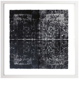 © Serena Amrein, 729 Punkte 3. 2024, Tusche auf Papier, 35 × 35 cm