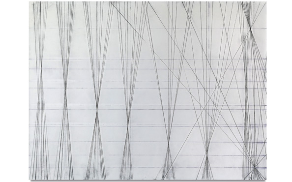 © Serena Amrein, Rauschen. 2020, Schwarzes und violettes Pigmentpulver auf grundiertem Baumwollgewebe, 150 × 200 cm
