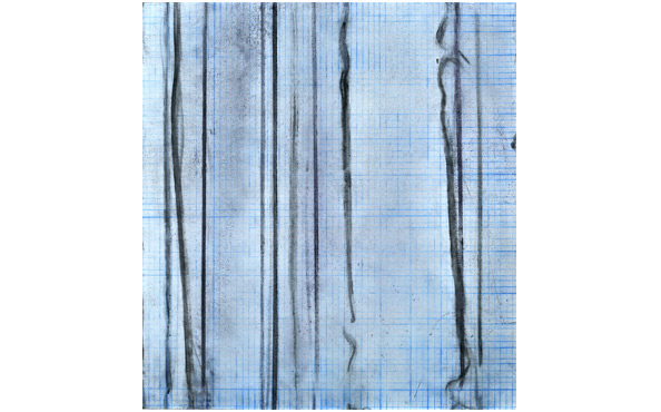 © Serena Amrein, Skala 1. 2020, schwarzes und blaues Pigmentpulver auf grundierter Pappe, 58 × 63 cm