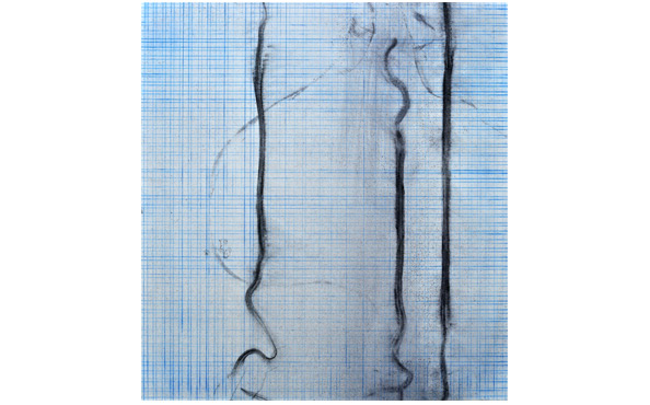 © Serena Amrein, Skala 5. 2020, schwarzes und blaues Pigmentpulver auf grundierter Pappe, 58 × 63 cm