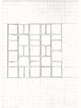 © Serena Amrein, Serie Orangene Studien zu Quadrat und Rechteck 30 × 21 cm