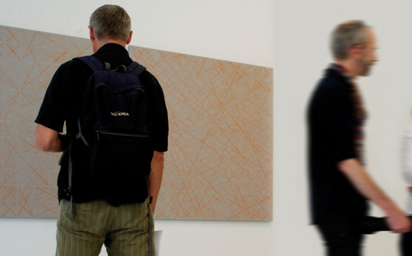 © Serena Amrein, durchkreuzt 1A + 1B, zweiteilig 110 × 110 cm, Ausstellung Galerie La Ligne 2016