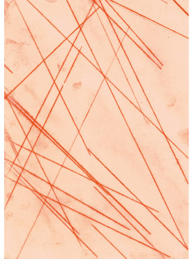 © Serena Amrein, Serie Orangene Linie 2015, Oranges Pigmentpulver auf Papier je 30 × 21 cm