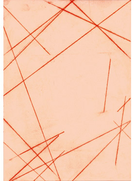 © Serena Amrein, Serie Orangene Linie 2015, Oranges Pigmentpulver auf Papier je 30 × 21 cm
