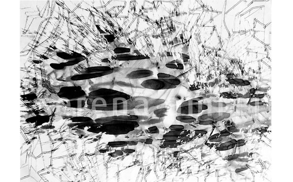 © Serena Amrein, Explosion D. 1995, Tusche auf Papier, 146 × 200 cm