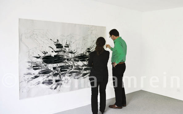 © Serena Amrein, Explosion C. 1995, Tusche auf Papier, 146 × 200 cm, Ausstellung märz galerie mannheim 2014