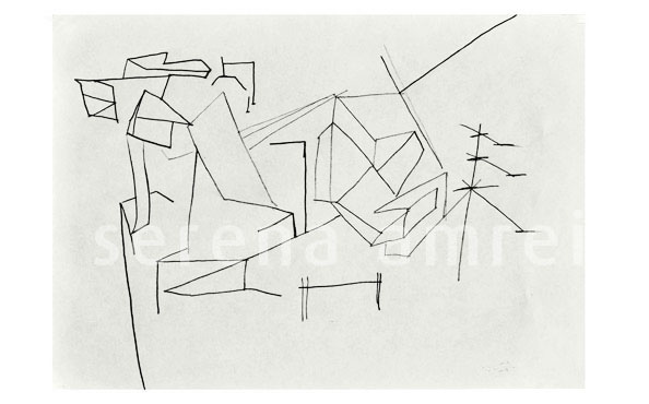 © Serena Amrein, Explosion. 1995, Skizzen zu Explosion, 1995, 15 × 21 cm