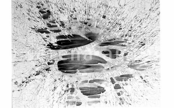 © Serena Amrein, Explosion 5. 1995, Tusche auf Papier, 146 × 200 cm