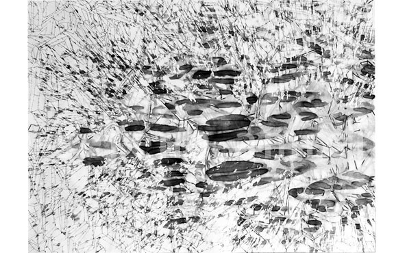 © Serena Amrein, Explosion 4. 1995, Tusche auf Papier, 146 × 200 cm