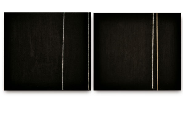© Serena Amrein, Seil. Dingdong 2011, Weißes Pigmentpulver auf grundierter Leinwand, zweiteilig
