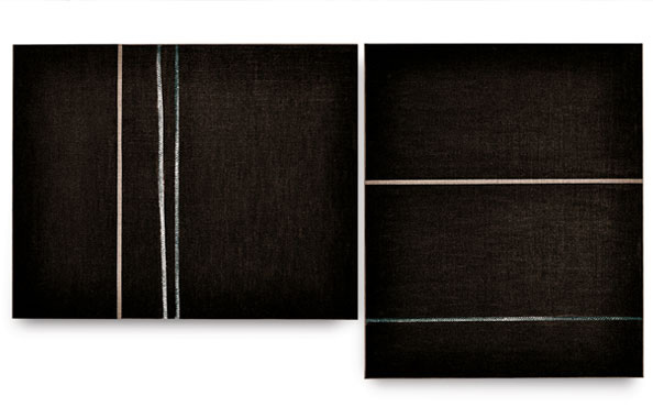 © Serena Amrein, Seil. Dingdong 2011, Weißes Pigmentpulver auf grundierter Leinwand, zweiteilig