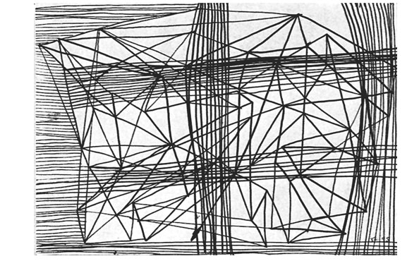© Serena Amrein, 6 × 1 = 1. 1995, Skizzen, 1995, Tusche auf Papier, je 15 × 21 cm