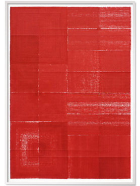 © Serena Amrein, vierfach rot 2. 2024, Tinte auf Papier, je 119 × 84 cm