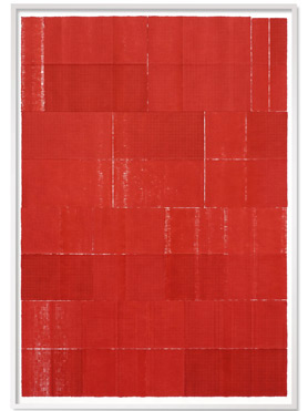 © Serena Amrein, vierfach rot 3. 2024, Tinte auf Papier, je 119 × 84 cm