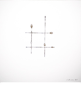 © Serena Amrein, Edition Wasserzeichnung 1. 2017, Pigmentfarbe, Wehrwasser der „Wetter“ auf Bristollkarton, je 20 × 20 cm, in Zusammenarbeit mit der Galerie Hoffmann, Friedberg 2018 (D)